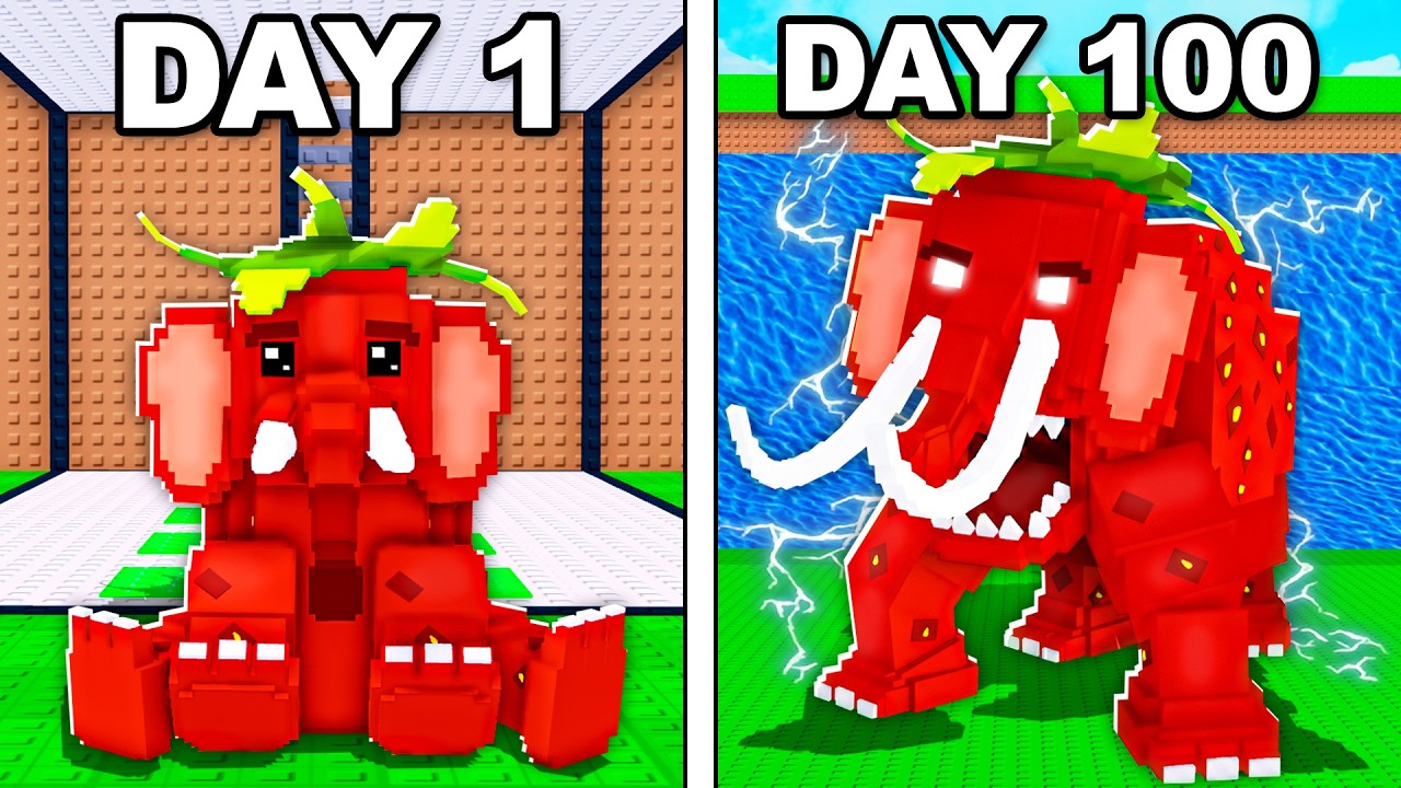 I Survived 100 Days As Strawberry Elephant...