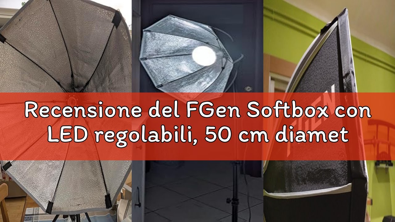 Recensione del FGen Softbox con LED regolabili, 50 cm diametro octogonal Soft Box con supporto 150 c