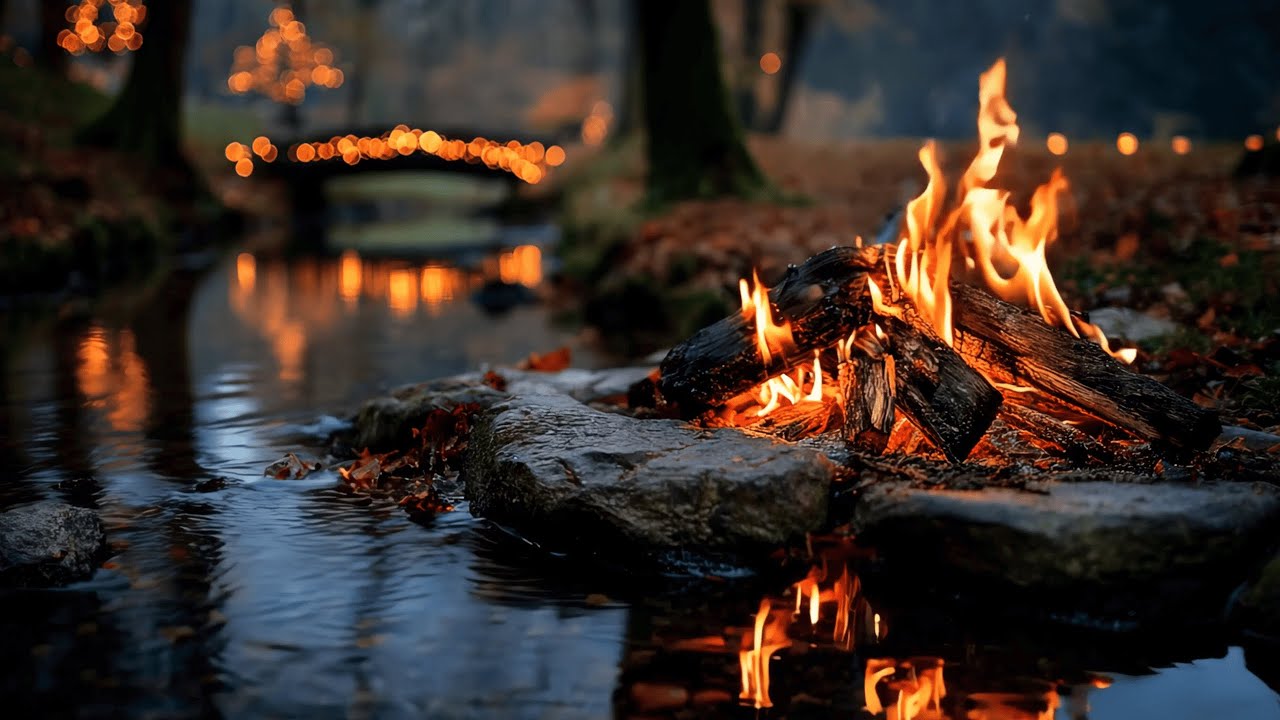 Relaxing Autumn Night by the Campfire in the Forest | Cozy ASMR with Crackling Fire