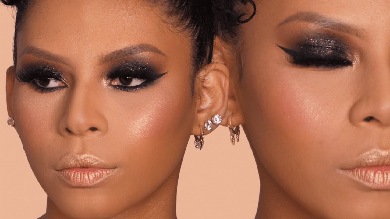 SMOKEY EYE PRETO COM BRILHO - Maquiagem de curso!