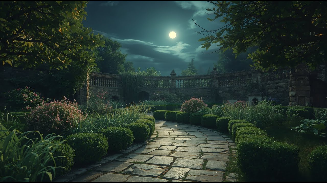 Dreamy Medieval Lofi – Moonlit Garden Path to Relax & Fall Asleep
