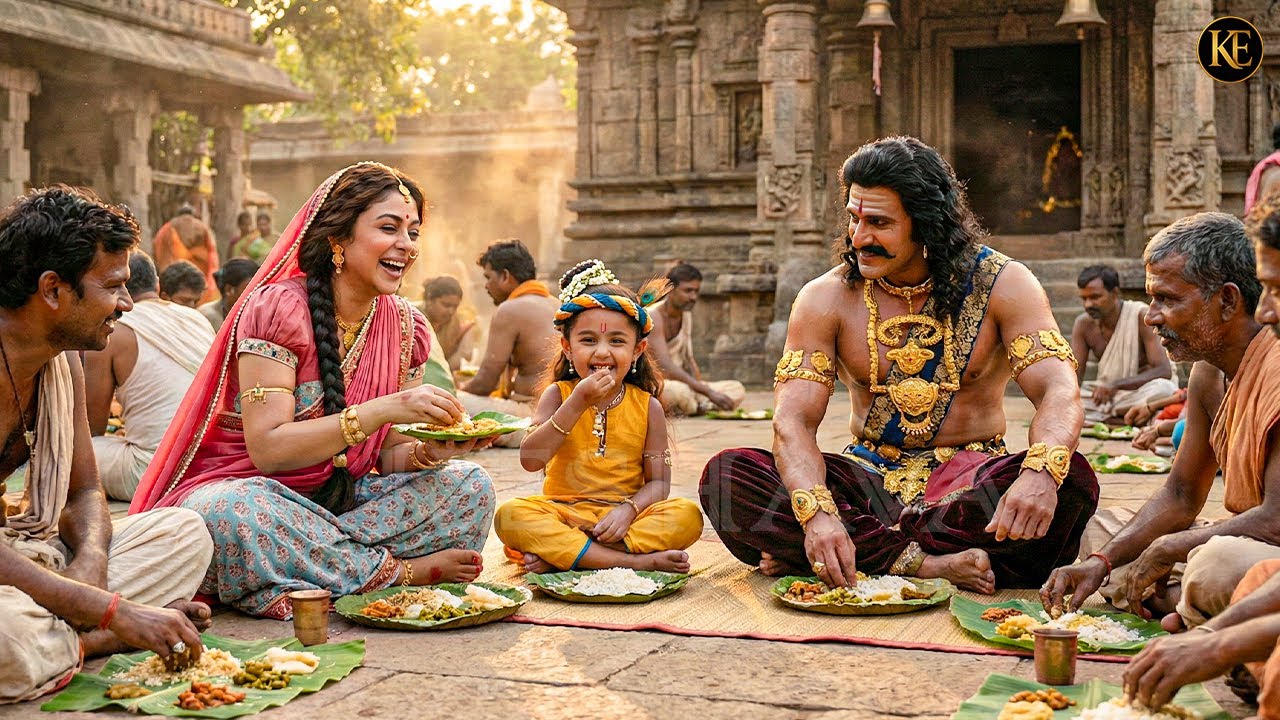 मंदिर प्रांगण में सबके संग भोजन करते बाल कान्हा, कंस भी बना मेहमान || Yashomati Maiyaa Ke Nandlala