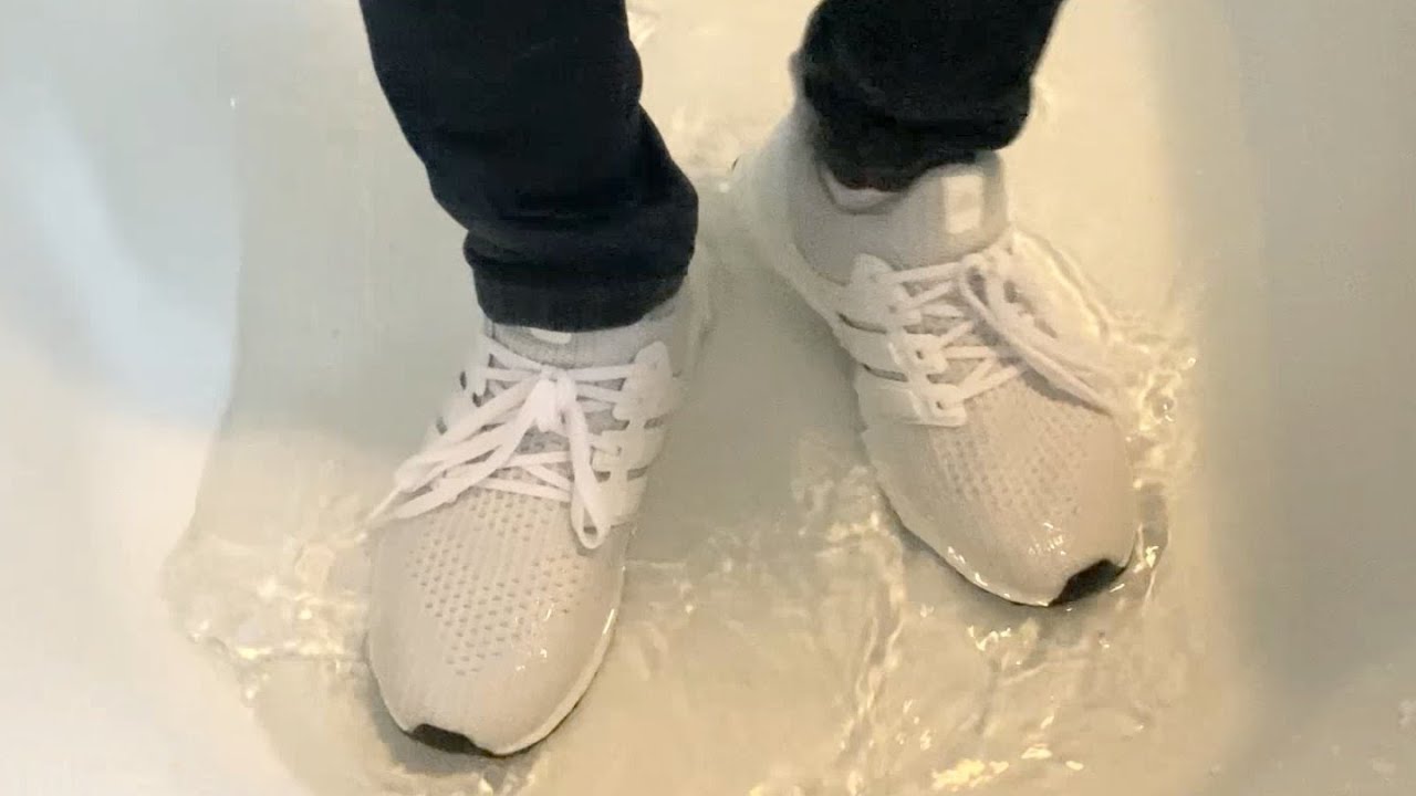 White Ultraboost DNA 4 & White Socks In The Shower
