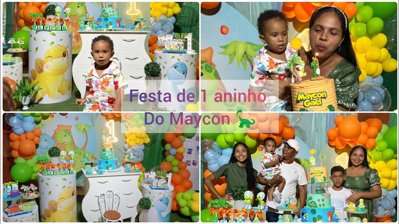 FESTA DE 1 ANINHO DO MAYCON  TEMA DINO BABY 🦕🩵
