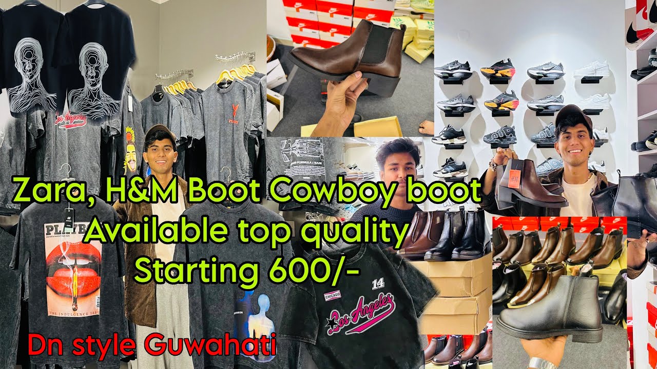 Cowboy boot 🥾 Acid Wash t-shirt available shoes 600/- starting Dn style Guwahati #dnstyle #nihal 