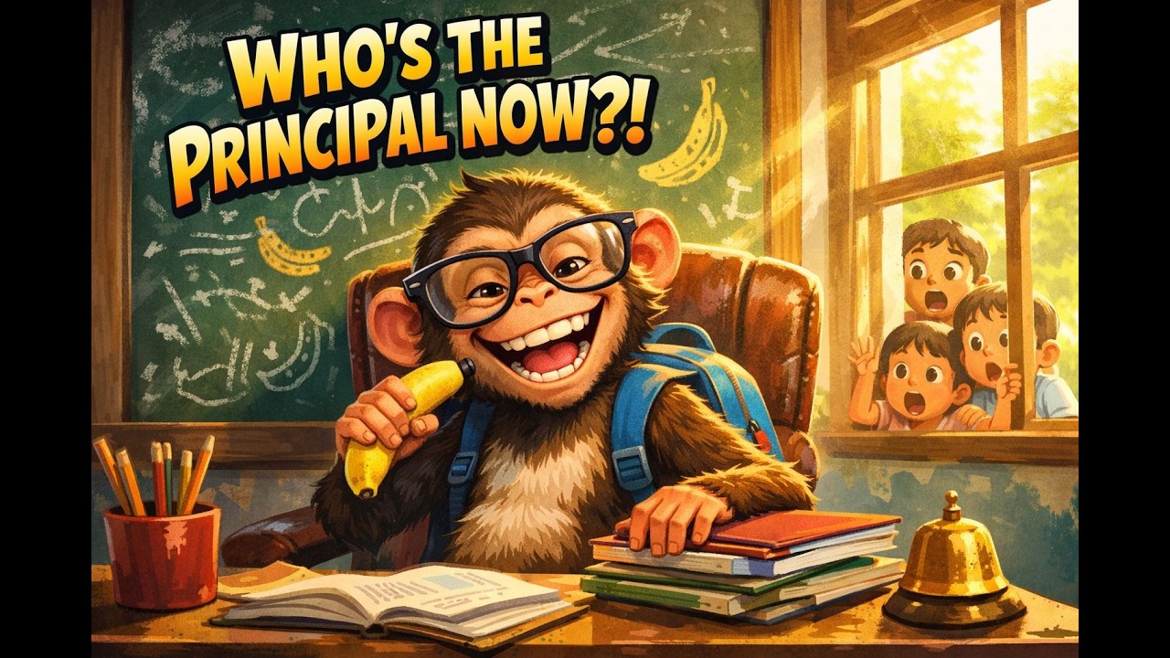 Monkey Takes Over a Village School! 🐒😂| No Dialogues