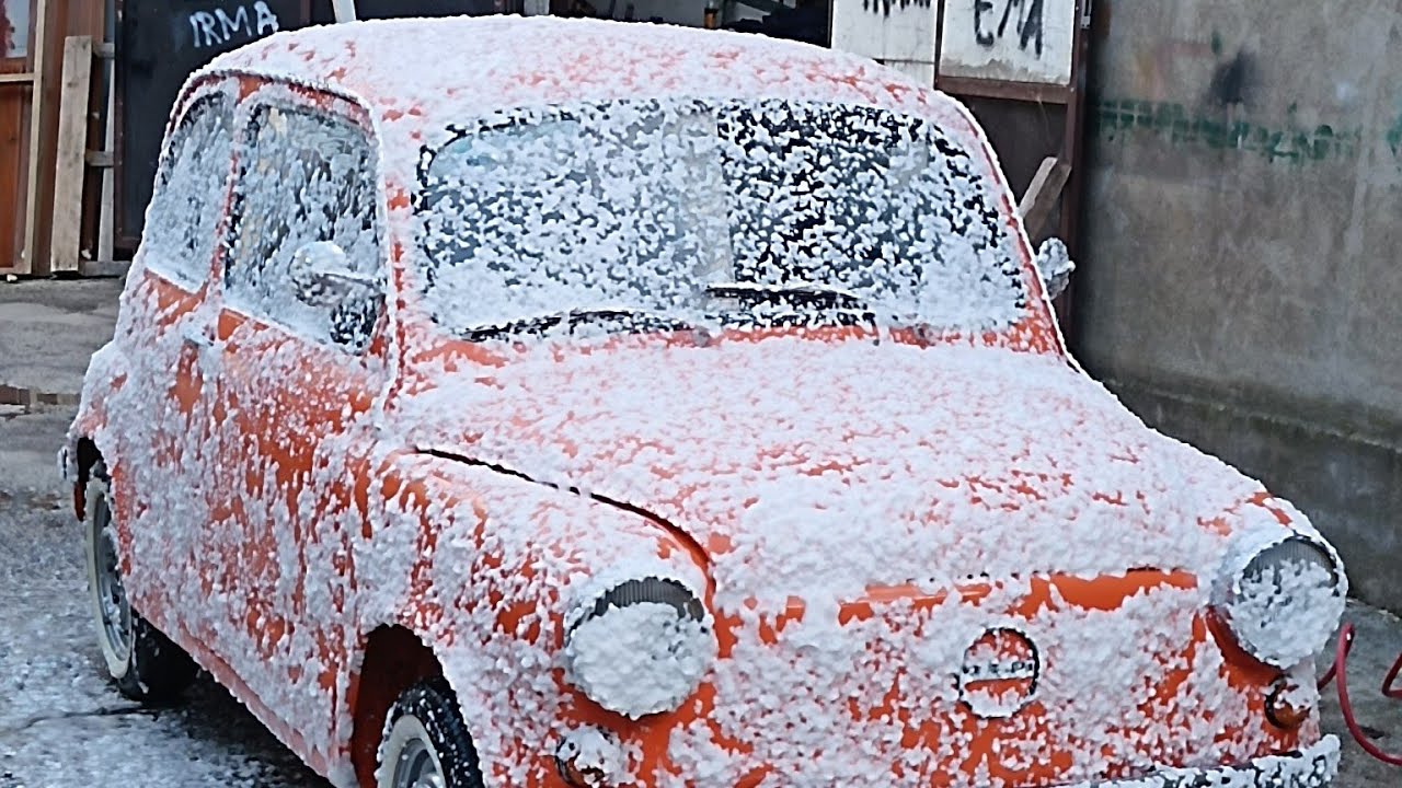 Washing a classic car zastava 750 fića