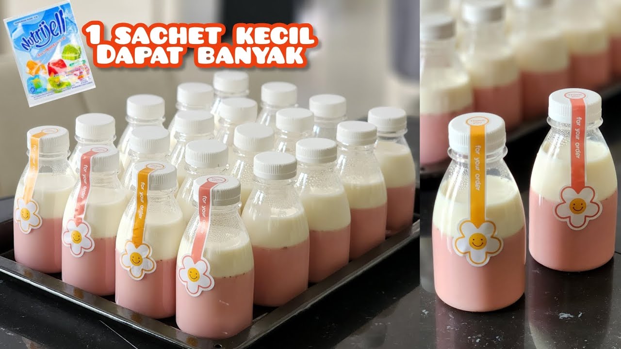 Anak-anak sangat menyukainya, puding sedot susu strawberry. 1 sachet jelly kecil dapat 20 botol