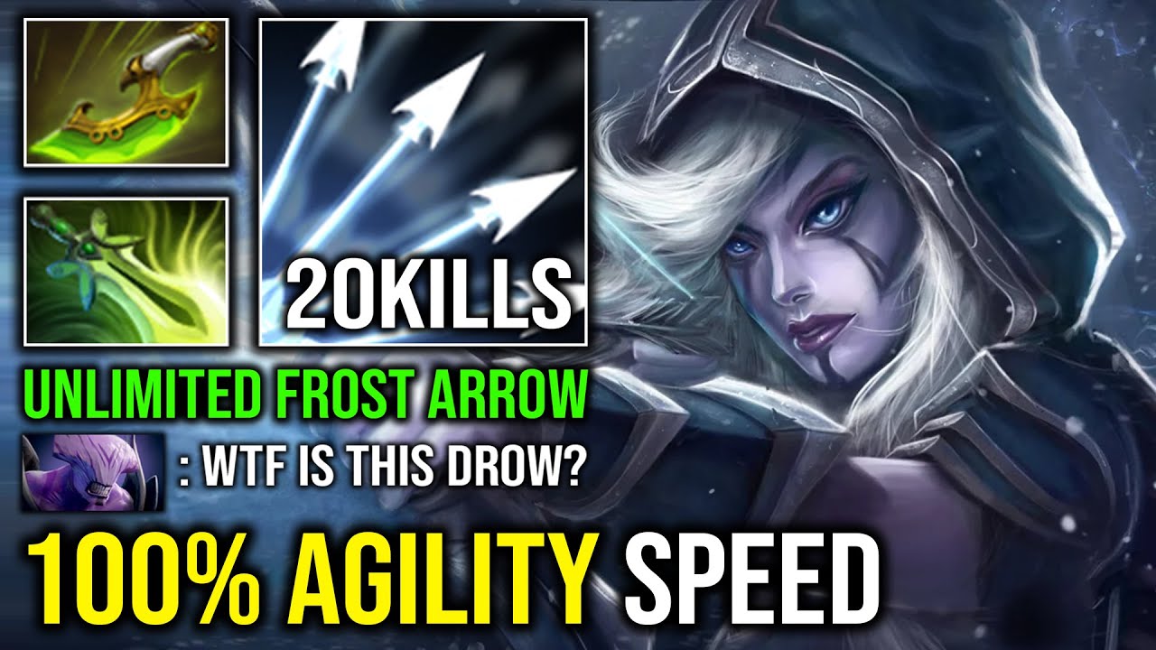 WTF 100% Max Agility Speed Unlimited Frost Arrow Nonstop Beyond Godlike Drow Ranger Dota 2