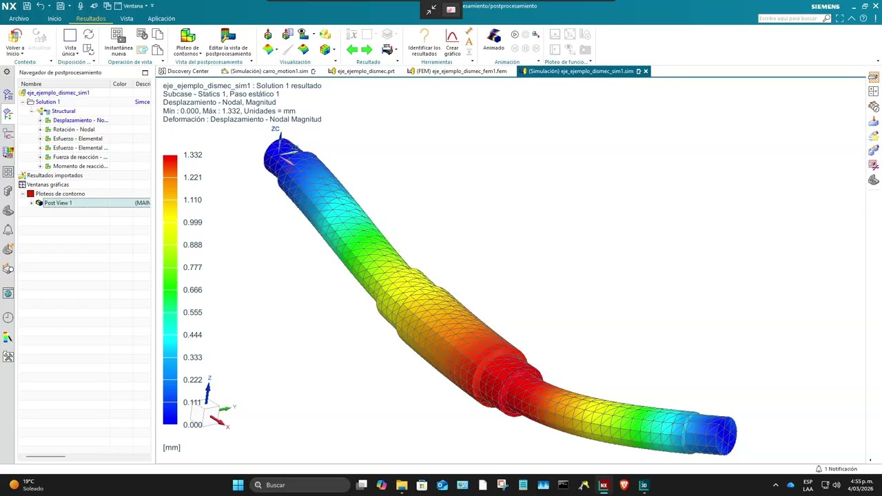 Analisis modal (vibraciones) para ejes - NX 2212