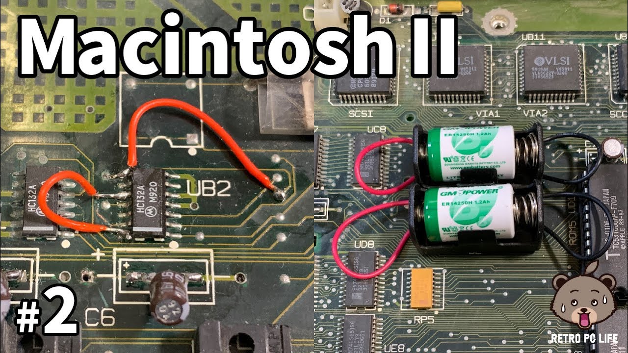 【Macitnosh II #2】ロジックボードの断線修理、コンデンサ交換、内蔵電池交換を行います！しかし・・・(^o^)【ジャンク昭和レトロPCレストア】