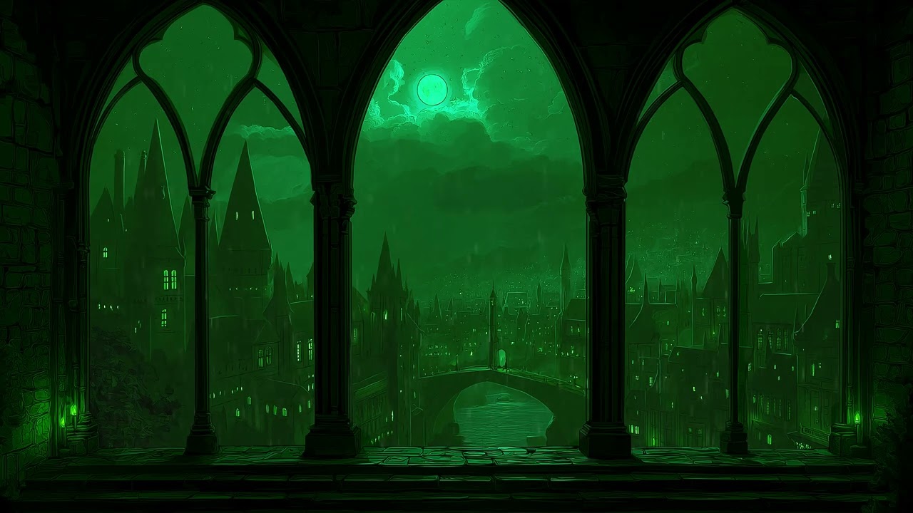 4K Medieval Window Rain View 🌧️ – Calm Thunderstorm Ambience for Deep Relaxation & Reading Moments