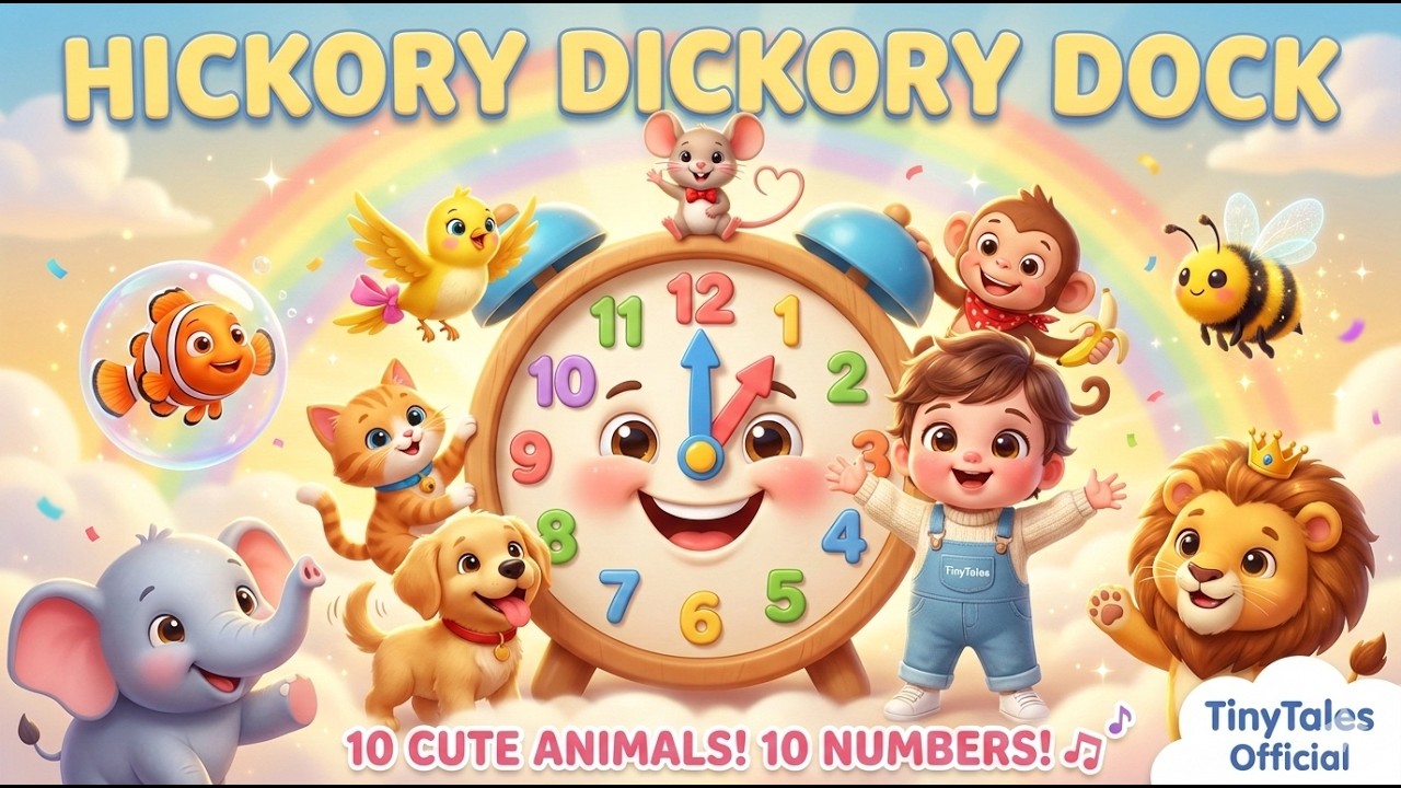 Hickory Dickory Dock | 10 Cute Animals & Numbers | TinyTales Official