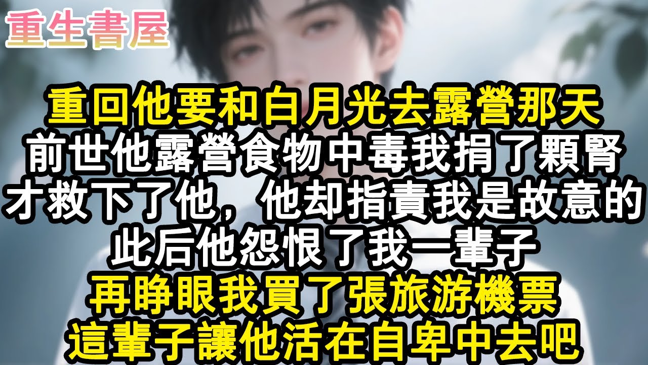 【重生爽文】重回他要和白月光去露營那天。前世他露營食物中毒我捐了顆腎，才救下了他，他卻指責我是故意的。此後他怨恨了我一輩子。再睜眼我買了張旅遊機票。這輩子讓他活在自卑中去吧。#小說 #重生故事 #爽文