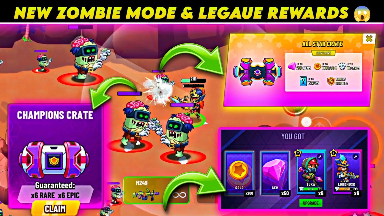 NEW UPDATE 😍 | NEW ZOMBIE MODE & LEAGUE REWARDS FREE GEMS & FREE GOLD OR CHARACTER 😱 | BATTLE STARS