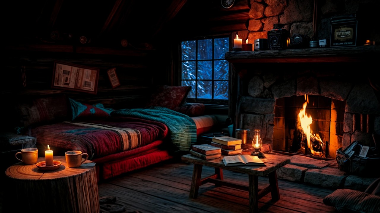 99% FALL ASLEEP INSTANTLY 😴 Snowy Cabin with Fire Sounds ❄️🔥 Cozy Night Ambience for Deep Rest
