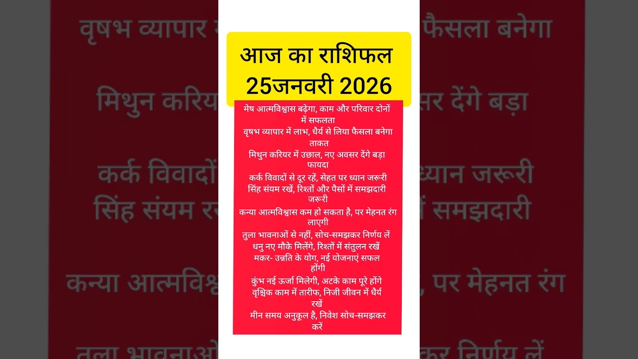 25 January 2026 Rashifal 