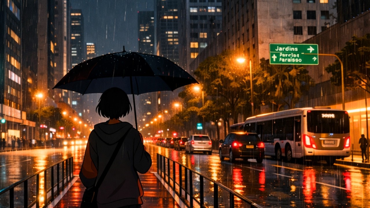 Rainy Night on Avenida Paulista 🌧️ Lofi Beats + Rain for Study & Relax