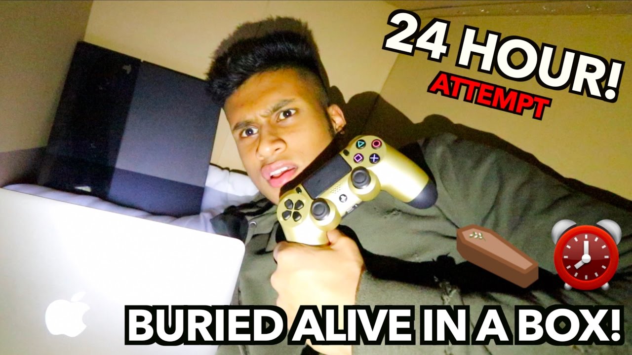 BURIED ALIVE OVERNIGHT IN A BOX ⏰🚨 24 HOUR CHALLENGE!