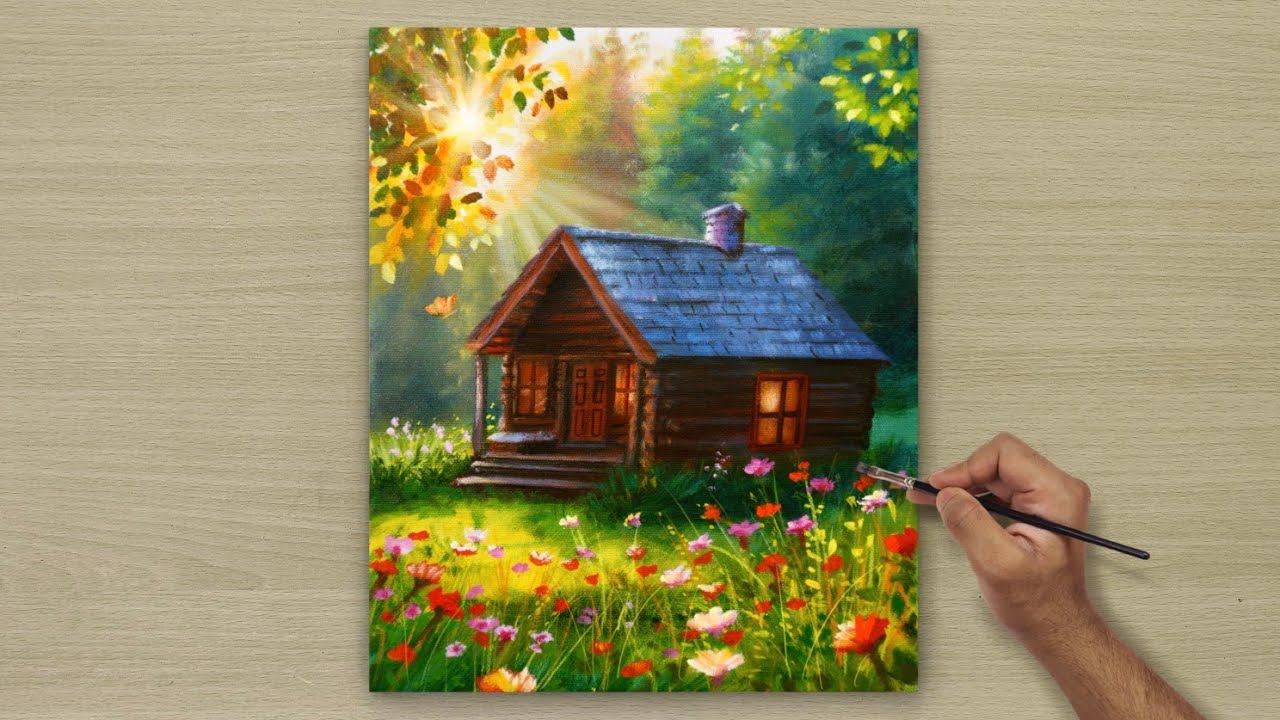 Painting a Beautiful Morning in Acrylic / Acrylic painting tutorial / STEP BY STEP 