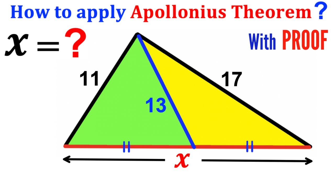 Apollonius Theorem with Proof and Example | (Median) | #math #maths | #geometry