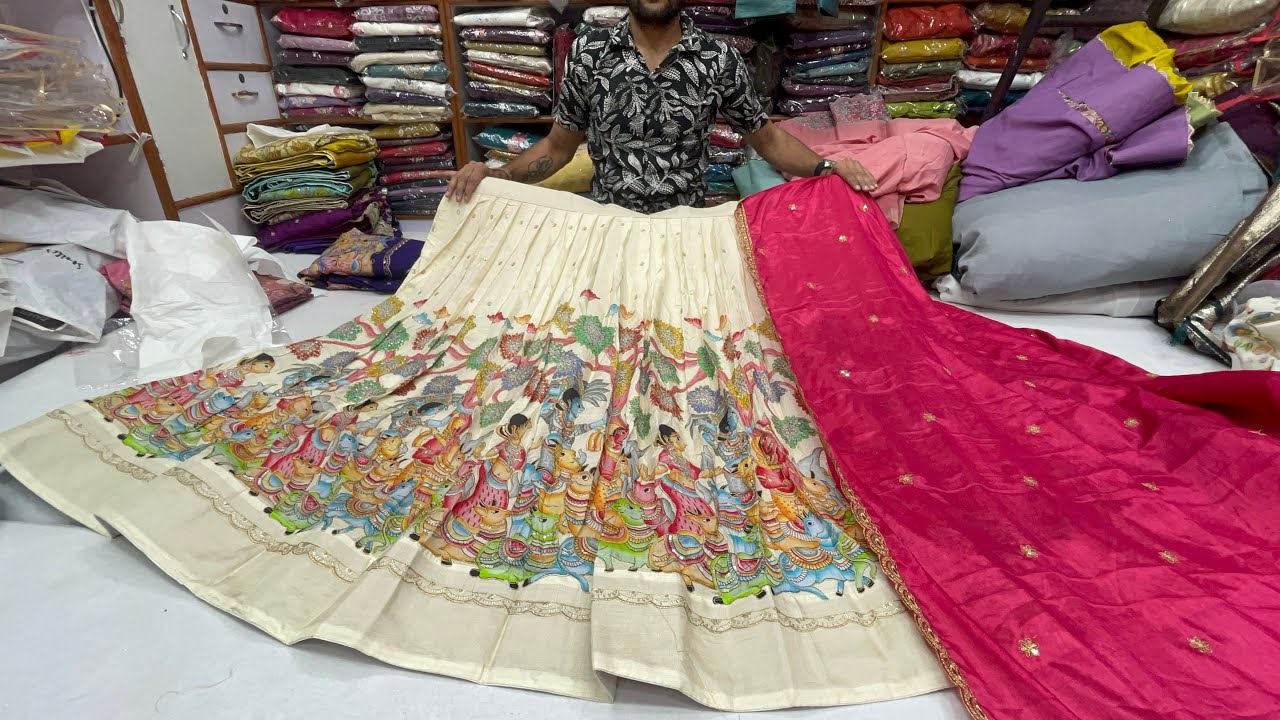 Chickpet Bangalore wholesale price semi stitched lehenga collection single piece courier available 