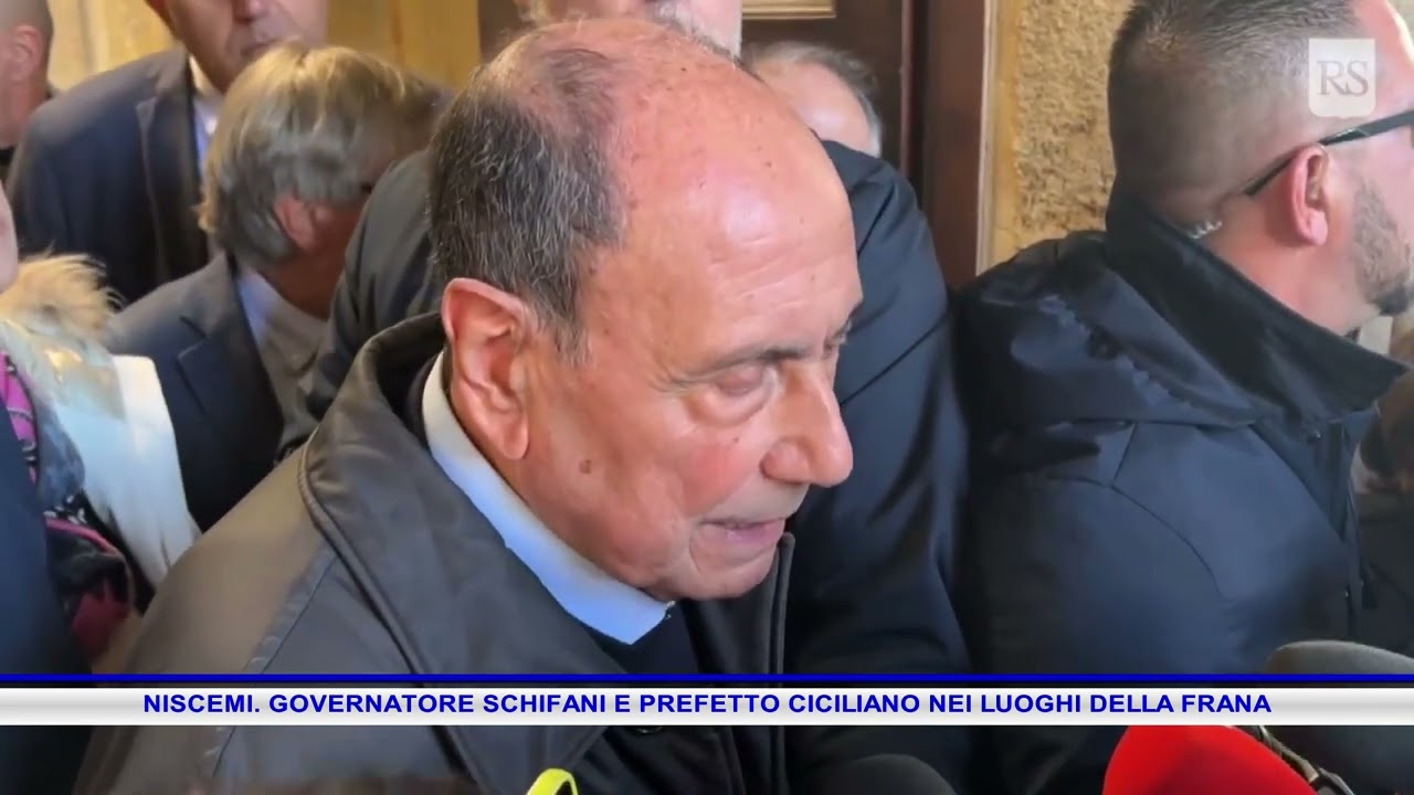 NISCEMI  GOVERNATORE SCHIFANI E PREFETTO CICILIANO NEI LUOGHI DELLA FRANA
