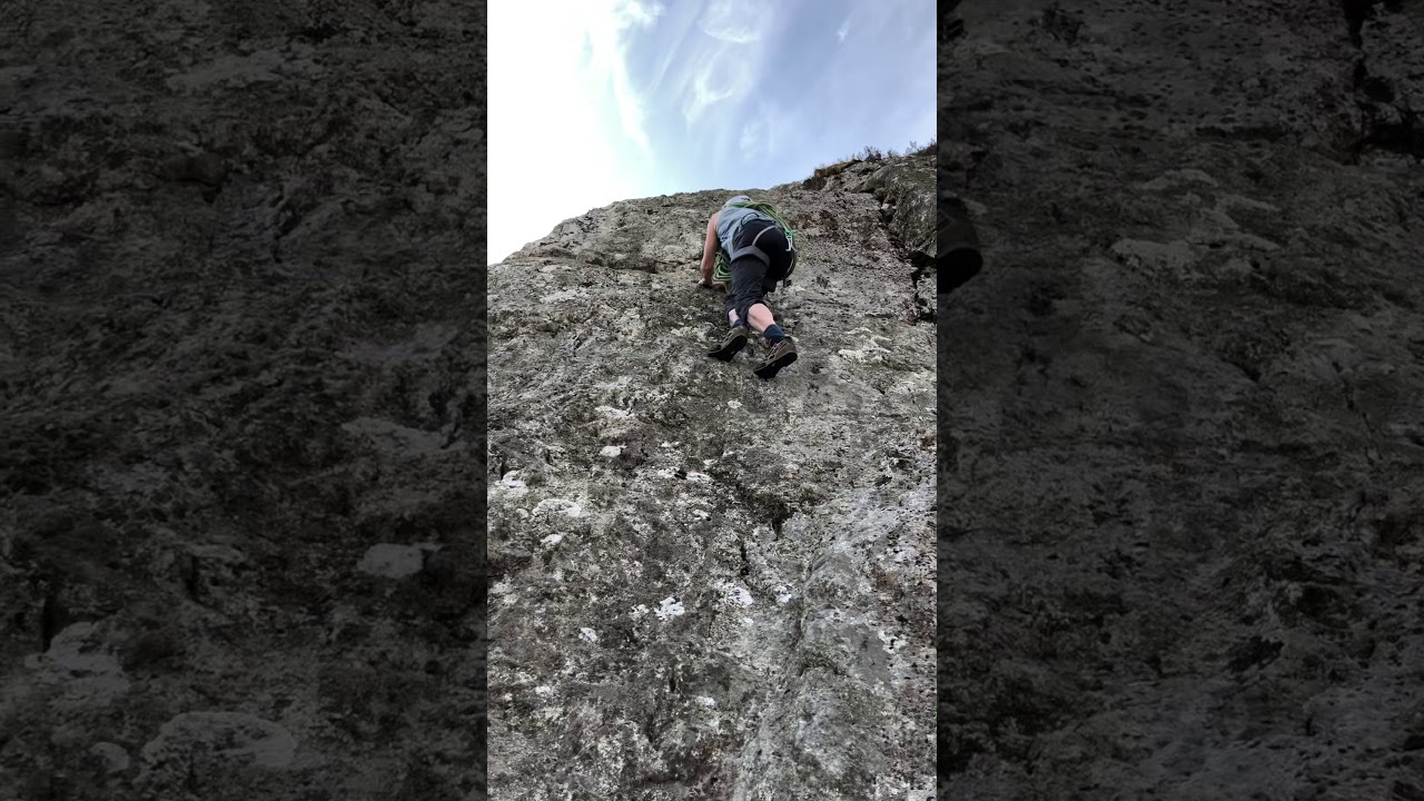 Corvus. The hand traverse solo. Combe Ghyll. Lake District rock climbing.