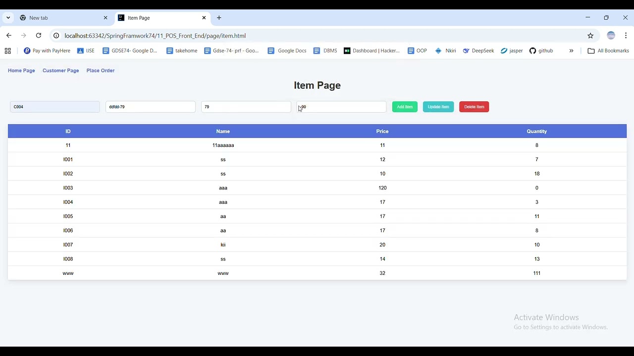 SPRING BOOT POS SYSTEM IJSE GDSE 74 Malmi Devindi