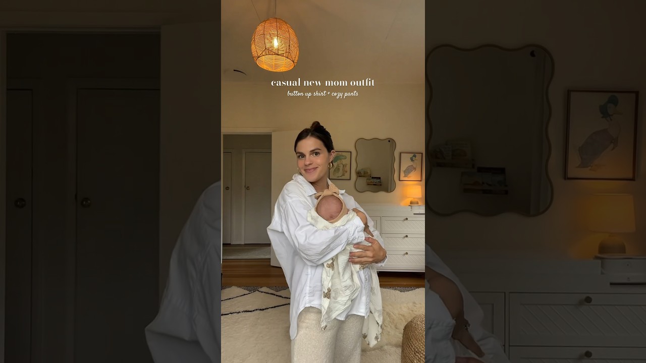 comfortable yet put together postpartum outfit ~ nursing friendly too. 🕊️🧸🪻 #postpartum