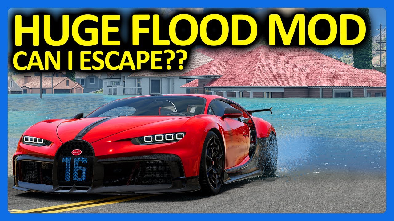 Могу ли я спастись от ОГРОМНОГО наводнения на Bugatti Chiron в BeamNG Drive?!?
