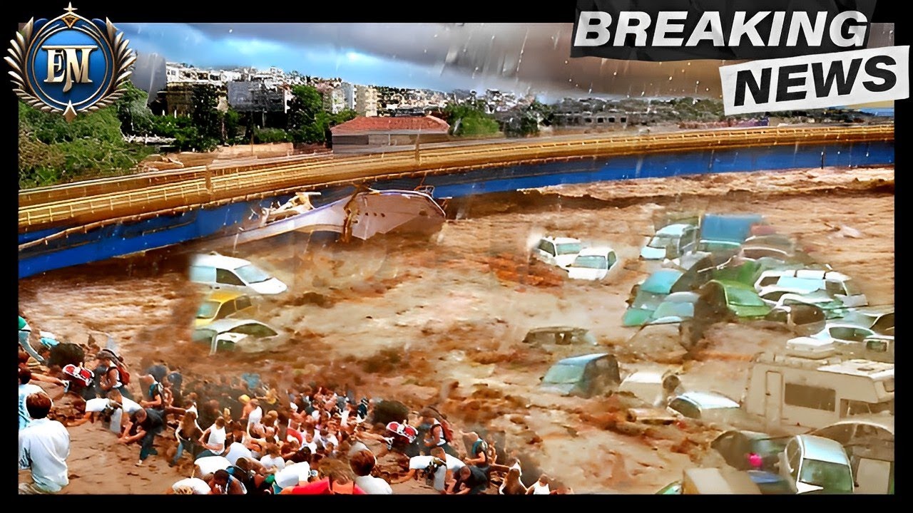 Hell has descended on Tarragona in Spain! Cars and houses are driven into the sea!