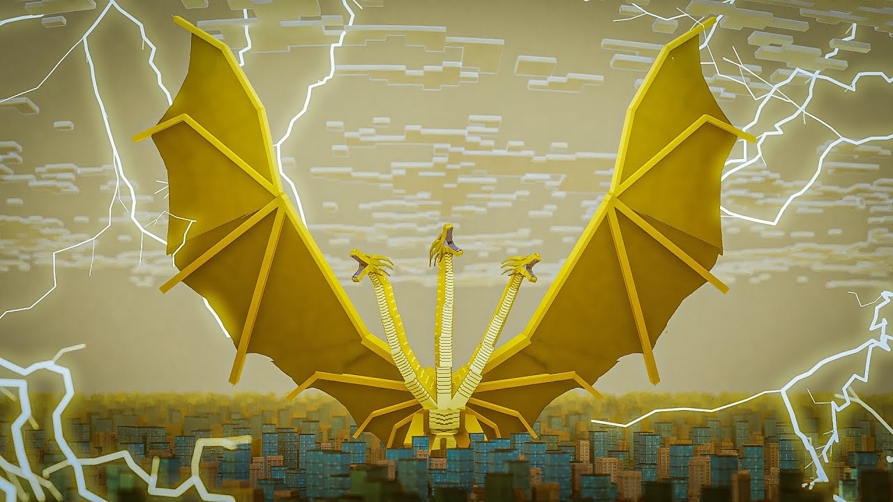 KING GUIDORAH APARECEU NA CIDADE NO MINECRAFT !! AVENTURA COM MODS