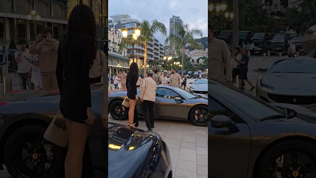 Tall Lady arrive to Monte Carlo with Ferrari #monaco #short #shorts #youtubeshorts