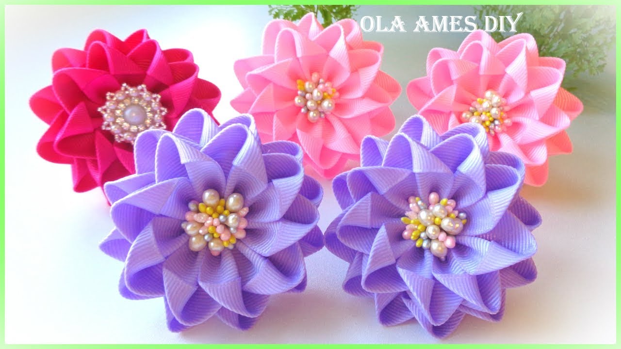😍 Посмотрите какие КРАСИВЫЕ 😍Очень Простые ЦВЕТЫ из ЛЕНТ❤️️DIY Ribbon Flowers/ Flor de Fita/Ola ameS