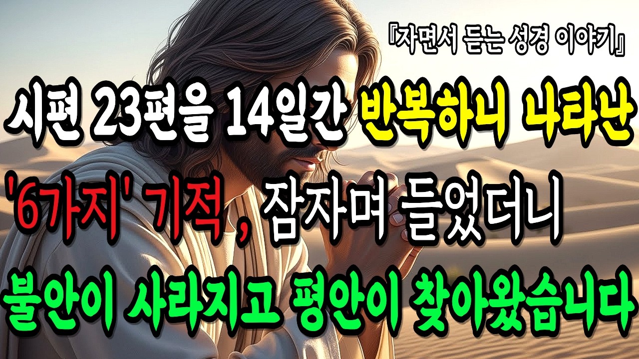 시편 23편을 14일간 반복했더니 나타난 '6가지' 기적 | 잠자며 들었더니 불안이 사라지고 평안이 찾아왔습니다 | 성경 핵심말씀/새벽기도