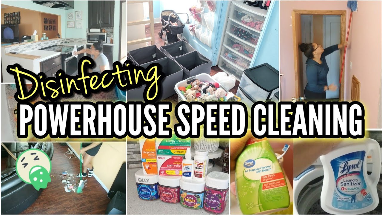WHOLE HOUSE CLEAN WITH ME⚡POWERHOUSE SPEED CLEANING 😷 DISINFECTING THE HOUSE AFTER BEING SICK!!