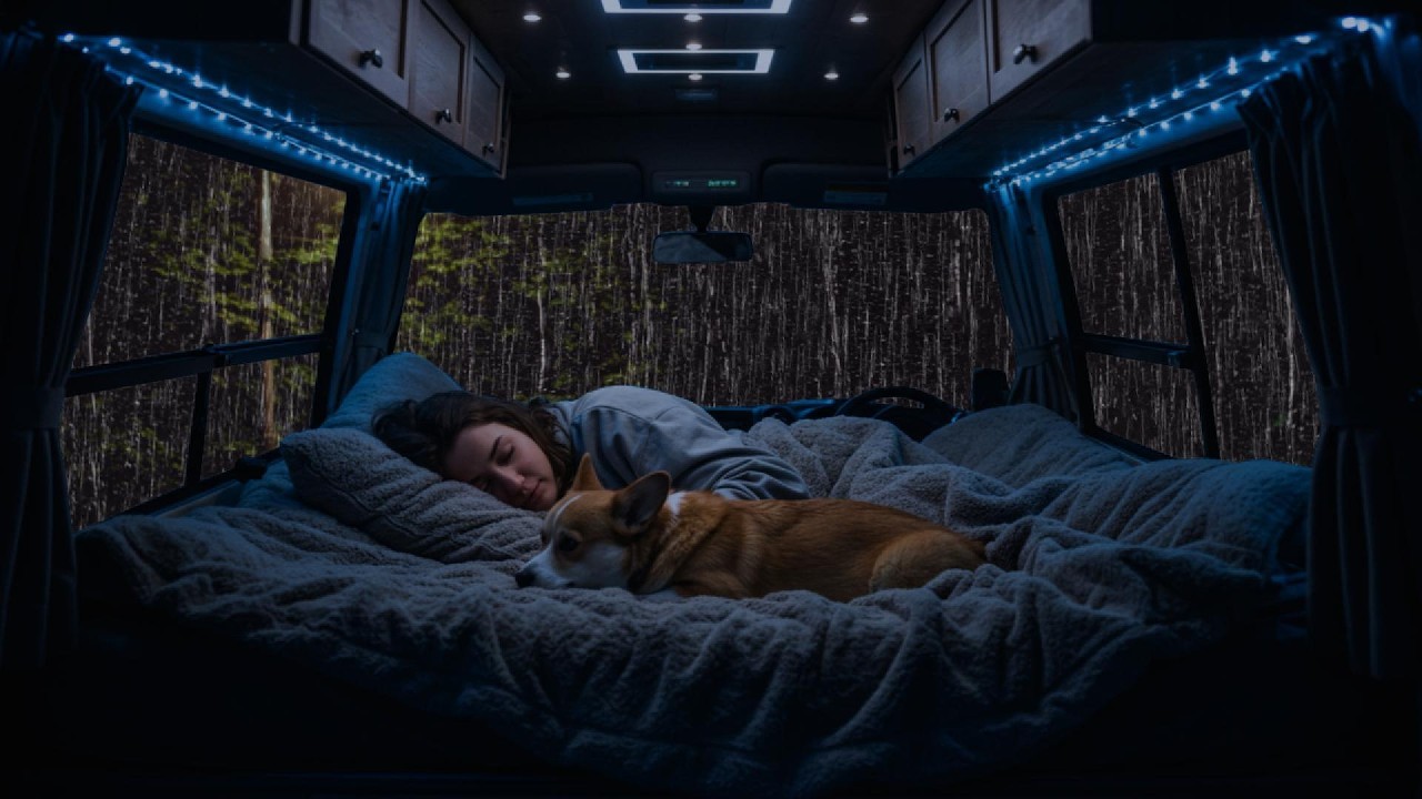 Relaxing Rain & Thunder on Cozy Car ⛈️ Deep Sleep Sounds for Anxiety Relief & Calm Night Ambience