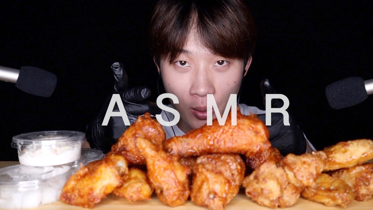 ASMR KOREAN FRIED CHICKEN (BONCHON) EATING SOUNDS MUKBANG