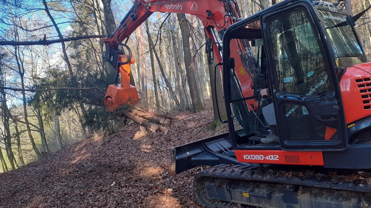 Fällgreifer Axer 540L | Kubota KX-080 4a2 | Landtechnik Klug