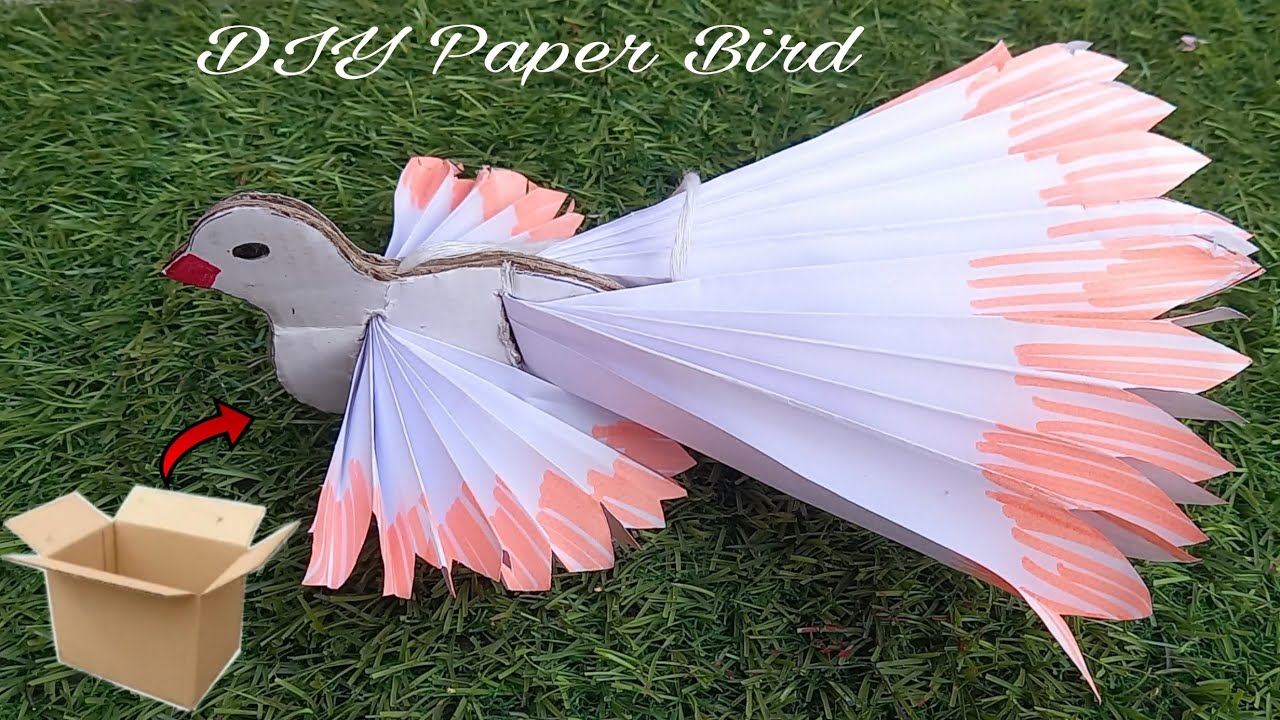 How To Make 3D Paper Bird 😱/ DIY Cardboard Craft 😇/ Garden Decoration With Waste Material 💙/ Bird 🥰