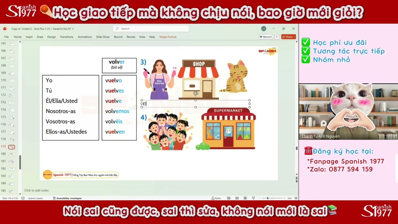 Tiếng Tây Ban Nha giao tiếp hằng ngày | Cô Tú Anh đứng lớp