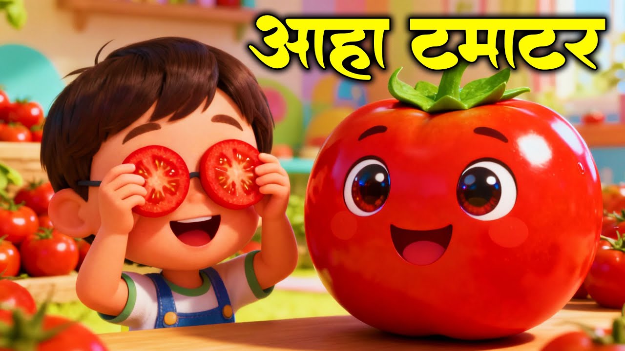 आहा टमाटर - Aaha Tamatar Bade Mazedar | Hindi Nursery Rhymes And Kids Song |  #cartoon
