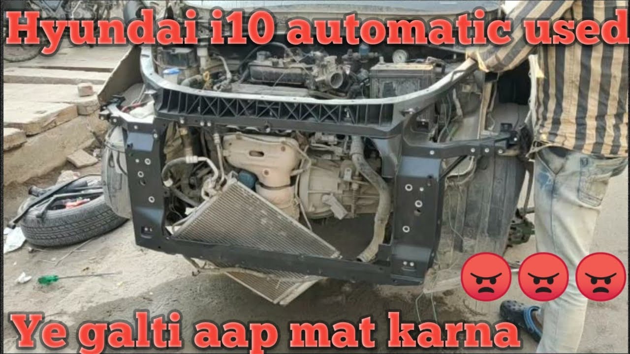 Hyundai i10 issue#problemsi10 #i10 radiator suport frame change#i10 tie memember change #mota kharch