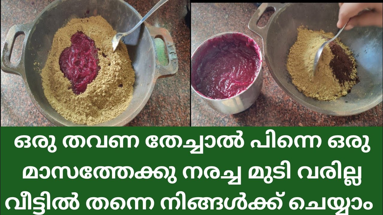 വെള്ളമുടി കറുപ്പാക്കി മാറ്റാനും മുടി കളർ ചെയ്യാനും ഹെന്ന | natural hair color at home in Malayalam