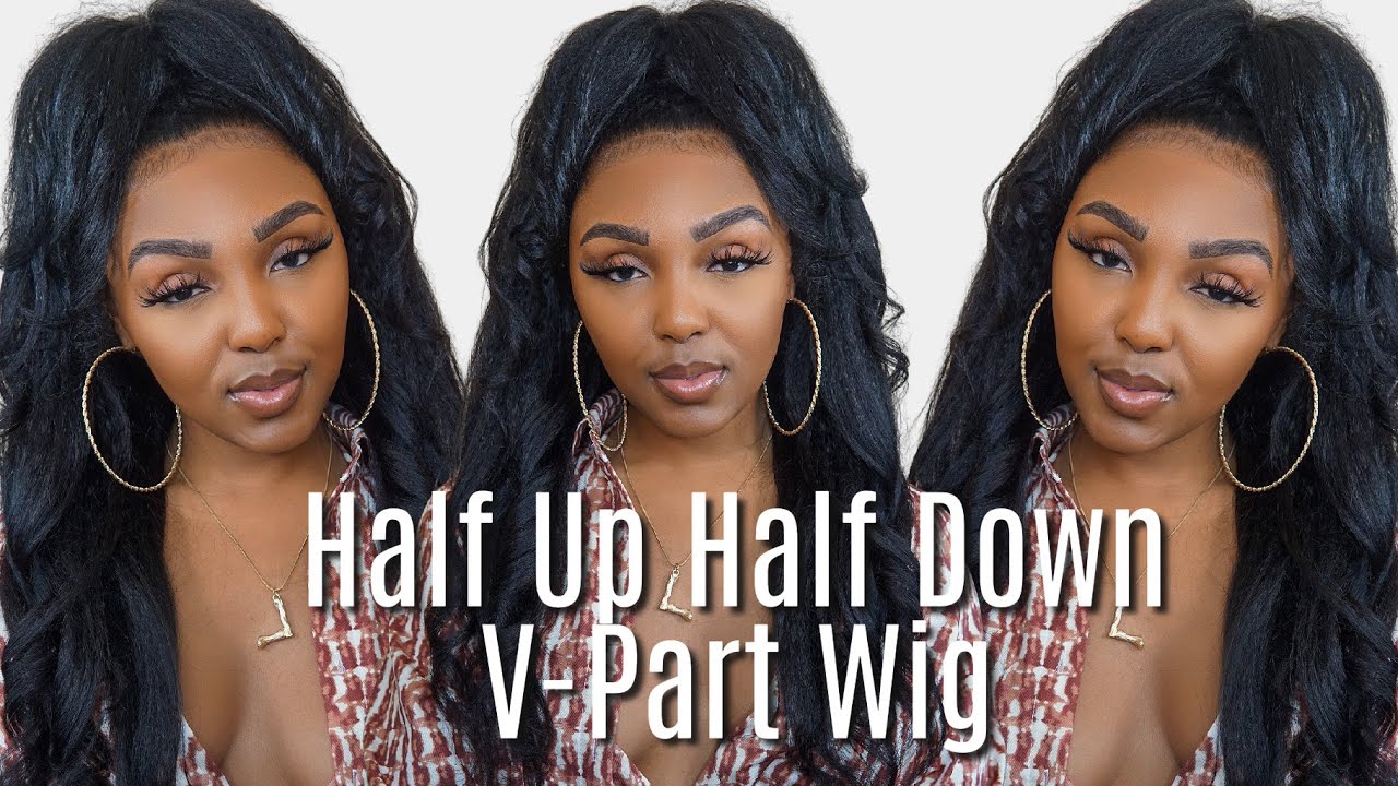 Half up Half Down on V-part Kinky Wig 4B/ 4C Hair Type FT Jessie Selection