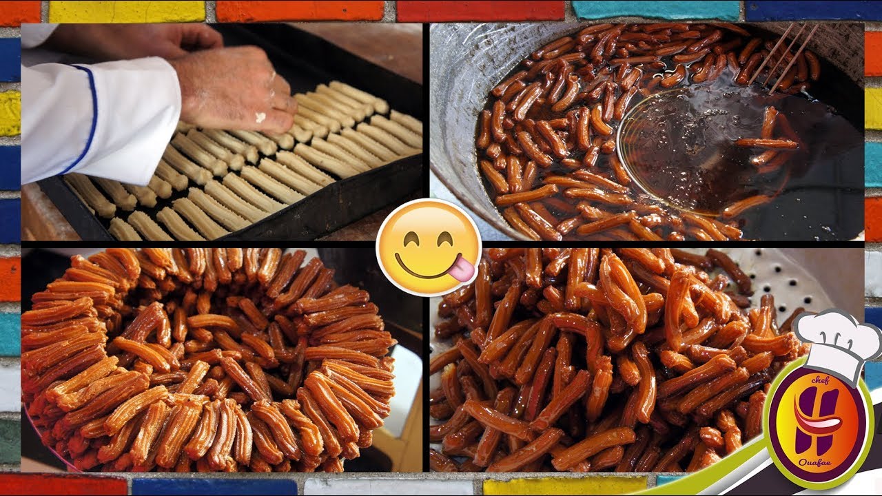 الزلابية الطويلة (زلابية البنان) من يد محترف في محل للمعجنات والحلويات (السلسلة السادسة)