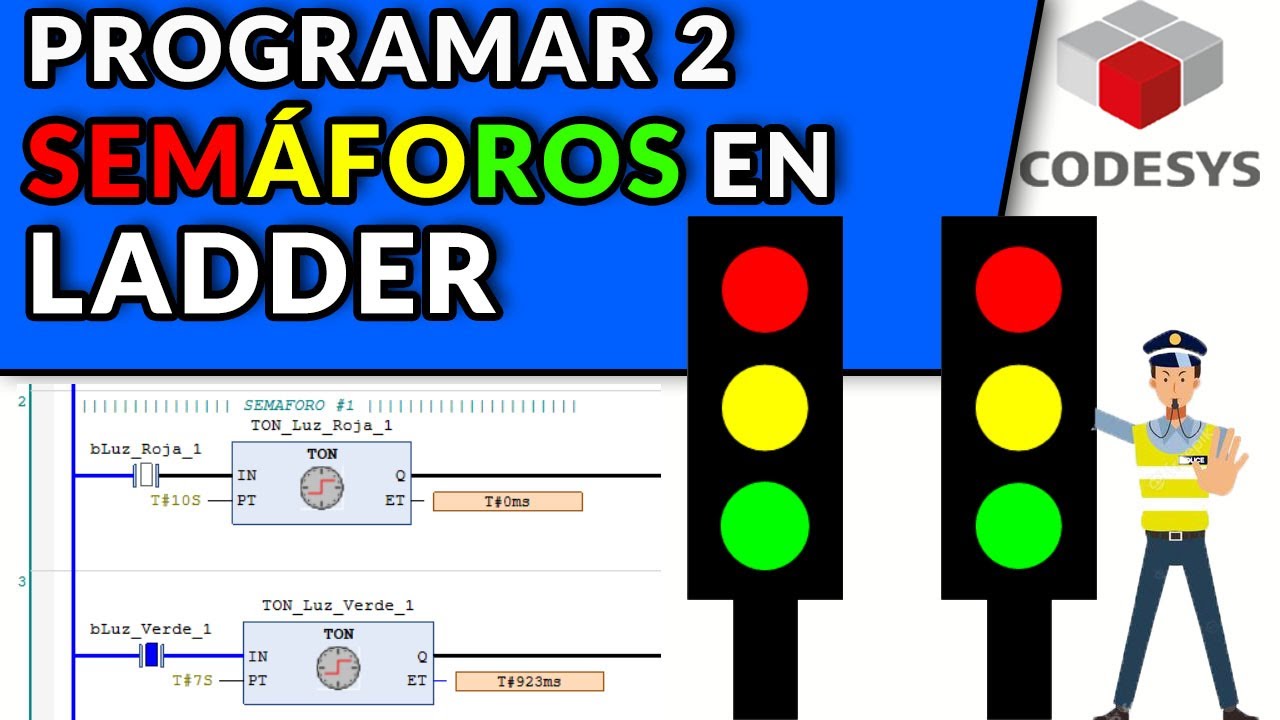 🔵✅PROGRAMAR 2 SEMÁFOROS EN LADDER // LUZ VERDE PARPADEANDO