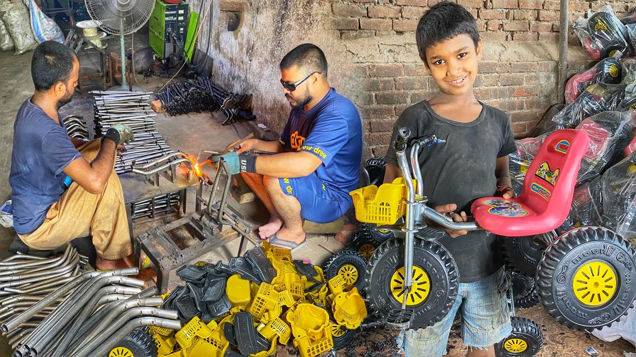 Baby bicycle manufacturing process in the factory Cycle making process