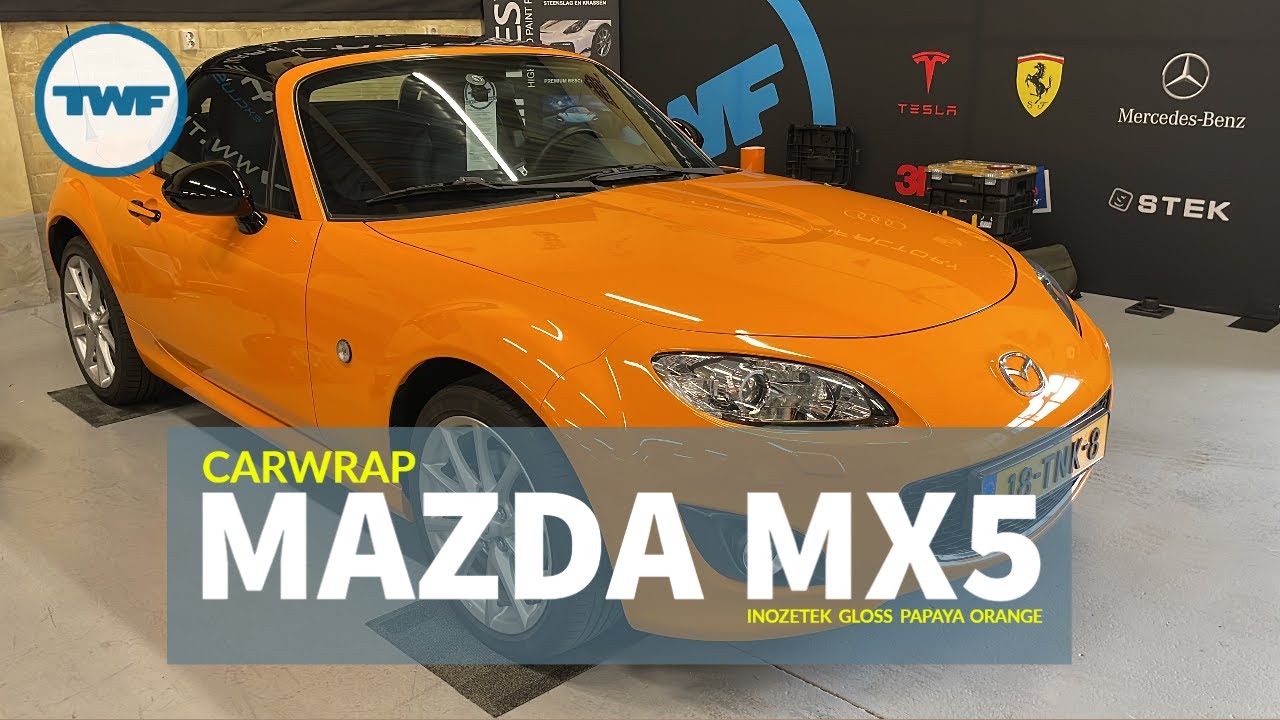 Mazda MX5 wrapped in Inozetek Gloss Papaya Orange
